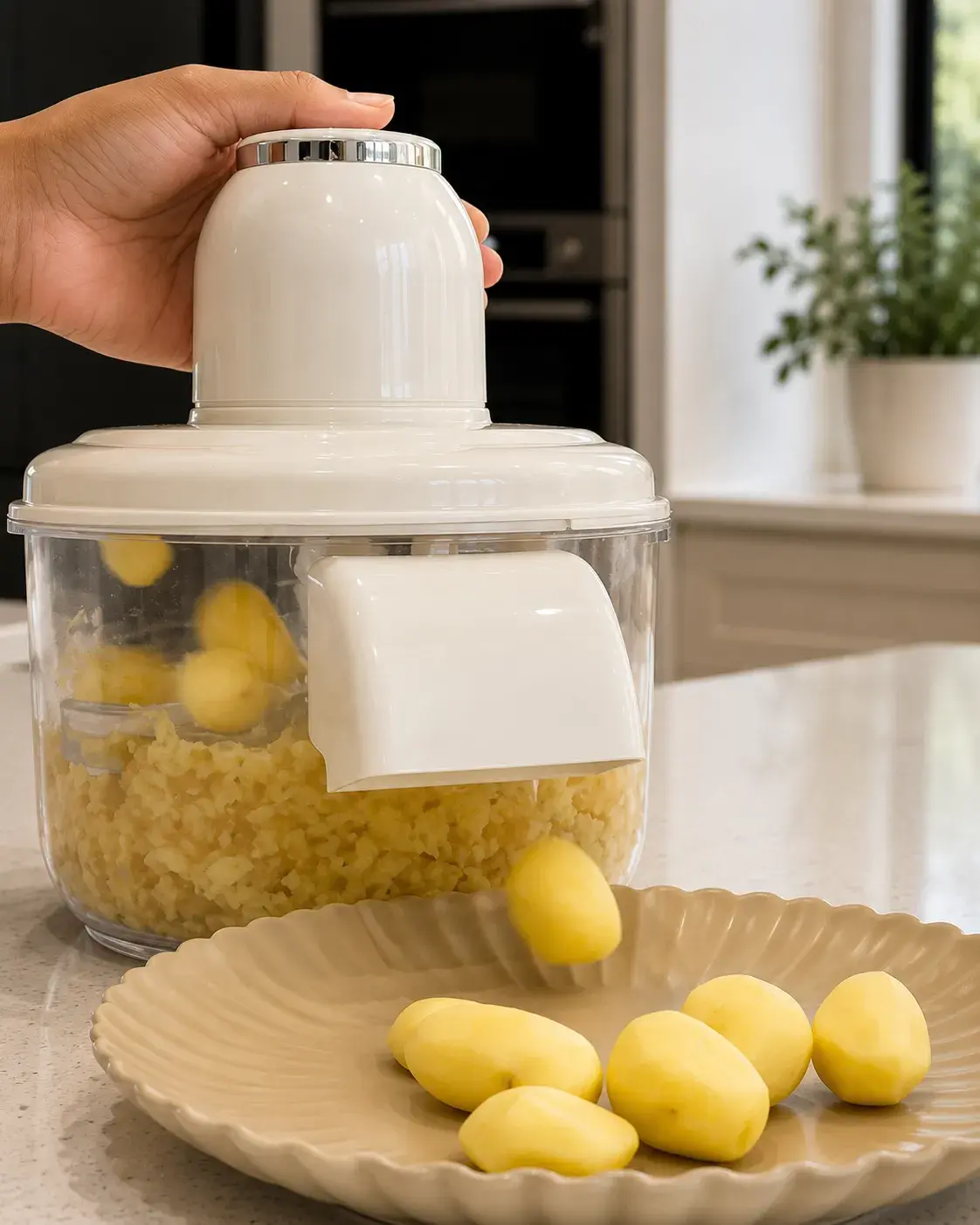 Chopping veggies in a modern kitchen