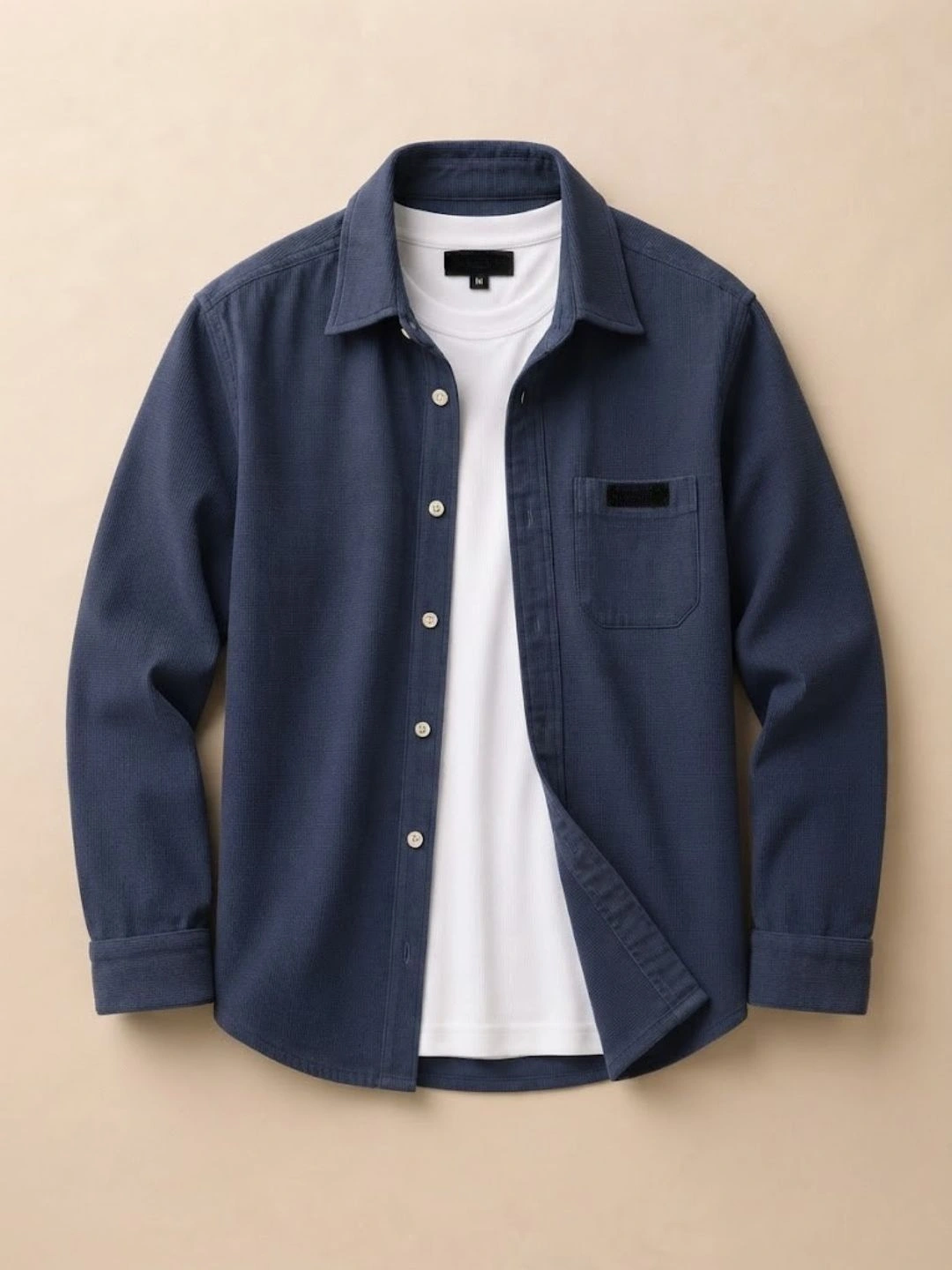 Men's Button-Down Overshirt with Inner T-Shirt Set