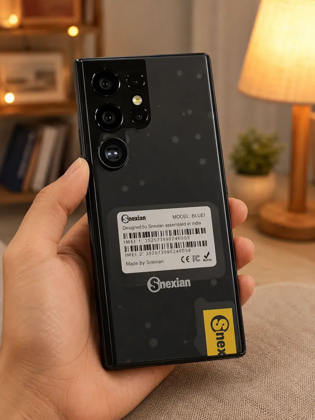 Smartphone in cozy indoor setting